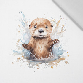 WATERCOLOR BABY OTTER - panel (75cm x 80cm) Cotton woven fabric