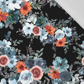 WATER-COLOR FLOWERS pat. 2 / black - Cotton woven fabric