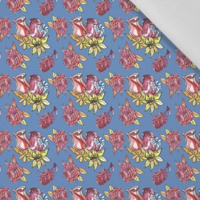 MEXICAN ROSES pat. 1 / blue (DIA DE LOS MUERTOS) - Cotton woven fabric