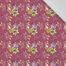 MEXICAN ROSES pat. 1 / fuchsia (DIA DE LOS MUERTOS) - Cotton woven fabric