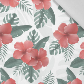 HIBISCUS Pat. 2 / red - Cotton woven fabric