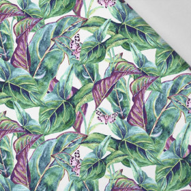 MINI LEAVES AND INSECTS PAT. 1 (TROPICAL NATURE) / white - Cotton woven fabric