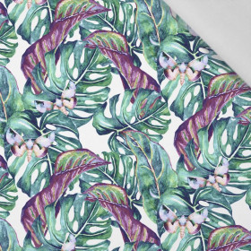 MINI LEAVES AND INSECTS PAT. 5 (TROPICAL NATURE) / white - Cotton woven fabric