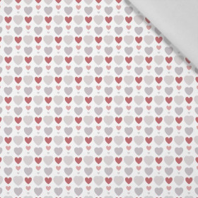 HEART BEADS / white (VALENTINE'S HEARTS) - Cotton woven fabric