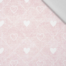 HEARTS AND RHOMBUSES / vinage look jeans (pale pink) - Cotton woven fabric