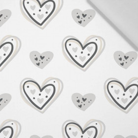 HEARTS (CONTOUR) pat. 3 / white (RAINBOWS AND HEARTS) - Cotton woven fabric