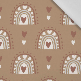VALENTINE'S RAINBOW pat. 1 / coffee (RAINBOWS AND HEARTS) - Cotton woven fabric