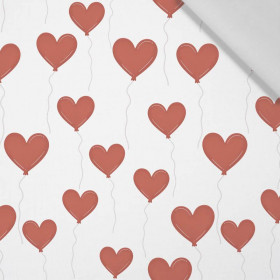 HEARTS (BALLOONS) PAT. 2 / white (BEARS IN LOVE) - Cotton woven fabric