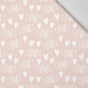 LOVE / WHITE HEARTS (BIRDS IN LOVE) - Cotton woven fabric