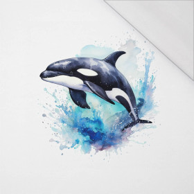 WATERCOLOR WHALE - PANEL (60cm x 50cm) SINGLE JERSEY