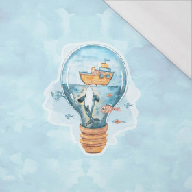 WHALE IN A BULB pat.2 (MAGIC OCEAN) - SINGLE JERSEY PANORAMIC PANEL (60cm x 155cm)