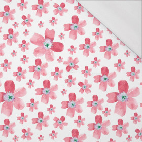 PINK FLOWERS PAT. 5 / white - single jersey with elastane 