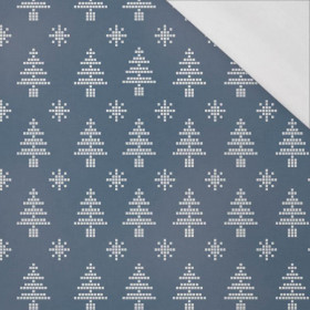 CHRISTMAS TREES AND SNOWFLAKES / (acid) dark blue (NORWEGIAN PATTERNS) - single jersey with elastane 