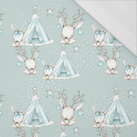 ANIMALS IN TIPI / light blue (MAGICAL CHRISTMAS FOREST) - single jersey with elastane 
