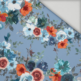 WATER-COLOR FLOWERS pat. 2 / light blue - quick-drying woven fabric