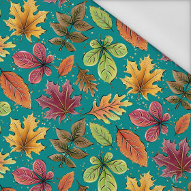COLORFUL LEAVES MIX / emerald (GLITTER AUTUMN) - Waterproof woven fabric