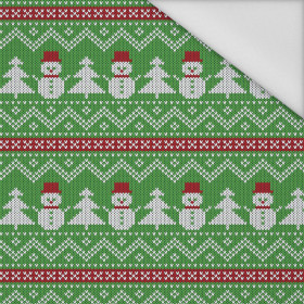 SNOWMEN WITH CHRISTMAS TREES / green  - Waterproof woven fabric