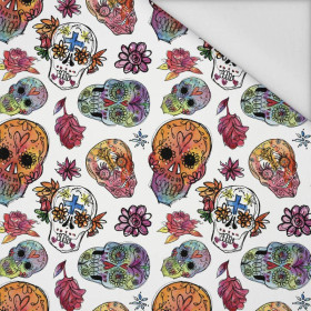 SKULLS pat. 3 / white (DIA DE LOS MUERTOS) - Waterproof woven fabric