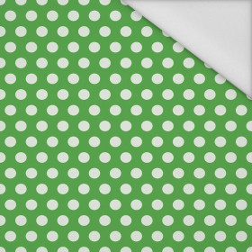 WHITE DOTS / green  - Waterproof woven fabric