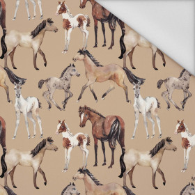 HORSES / beige - Waterproof woven fabric