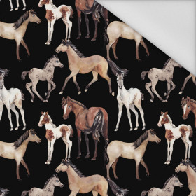 HORSES / black - Waterproof woven fabric