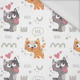 CATS IN LOVE pat. 2 (CATS WORLD) / white - Waterproof woven fabric