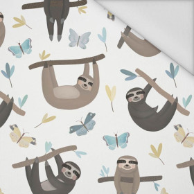 SLOTHS / butterflies (SLOTHS) / white - Waterproof woven fabric