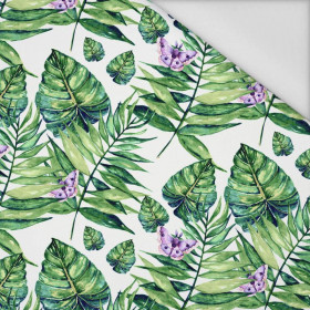 MINI LEAVES AND INSECTS PAT. 4 (TROPICAL NATURE) / white - Waterproof woven fabric