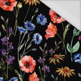 FIELD FLOWERS / black - Waterproof woven fabric