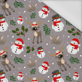 SNOWMEN AND REINDEERS / grey (WINTER SQUAD) - Waterproof woven fabric