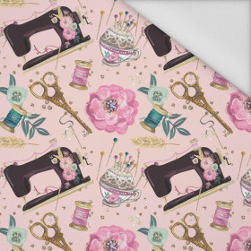 RETRO SEWING MACHINES pat. 1 / pink  - Waterproof woven fabric