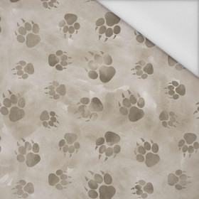 PAW PRINTS / BEIGE (SNOW LEOPARDS) - Waterproof woven fabric