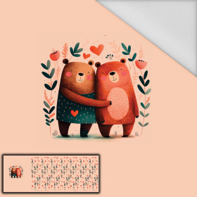 BEARS IN LOVE 3 - panoramic panel waterproof woven fabric (60cm x 155cm)