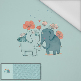 ELEPHANTS IN LOVE - panoramic panel waterproof woven fabric (60cm x 155cm)
