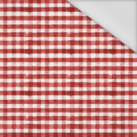 MINI VICHY GRID / red (CHECK AND ROSES) - Waterproof woven fabric