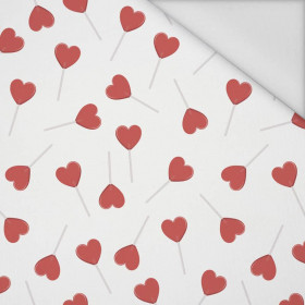 HEARTS (LOLLIPOPS) / white (BEARS IN LOVE) - Waterproof woven fabric