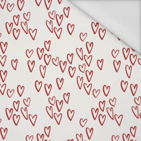 BUBBLE HEARTS / ECRU (BIRDS IN LOVE) - Waterproof woven fabric