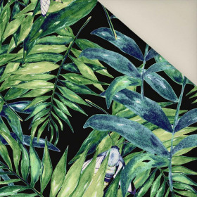 LEAVES AND INSECTS PAT. 6 (TROPICAL NATURE) / black- Upholstery velour 