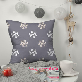 SNOWFLAKES pat. 5 (WINTER TIME) / grey - Cotton woven fabric