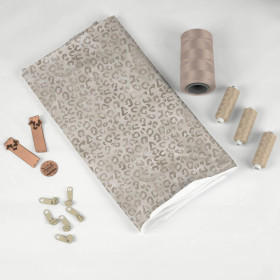 SPOTS / BEIGE (SNOW LEOPARDS) - single jersey with elastane 