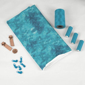 CAMOUFLAGE pat. 2 / sea blue - looped knit fabric