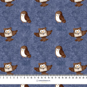 OWLS pat. 2 (MAGIC SCHOOL) / ACID WASH DARK BLUE - looped knit fabric