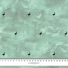 FLAMINGOS (minimal) / CAMOUFLAGE pat. 2 (modern mint) - Cotton woven fabric