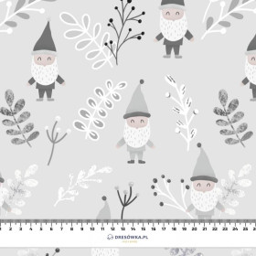 DWARFS AND FERN (FOREST DWARFS) / GREY - Cotton woven fabric