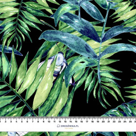 LEAVES AND INSECTS PAT. 6 (TROPICAL NATURE) / black - Waterproof woven fabric
