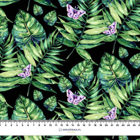 MINI LEAVES AND INSECTS PAT. 4 (TROPICAL NATURE) / black - Waterproof woven fabric