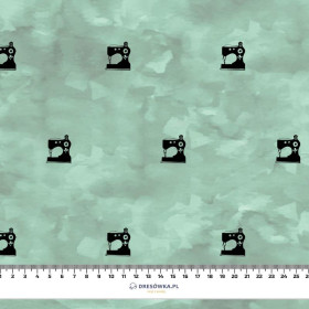 SEWING MACHINES (minimal) / CAMOUFLAGE pat. 2 (modern mint) - Cotton woven fabric