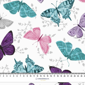 BUTTERFLIES PAT. 5 / white  (PURPLE BUTTERFLIES) - Viscose jersey