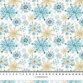 BLUE SNOWFLAKES  - looped knit fabric