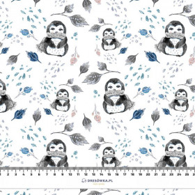 PENGUINS / LEAVES (ENCHANTED WINTER) - looped knit fabric
